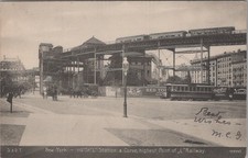 New York 110 St L Station Curve Highest Point of L Railway Train 1910 Postcard