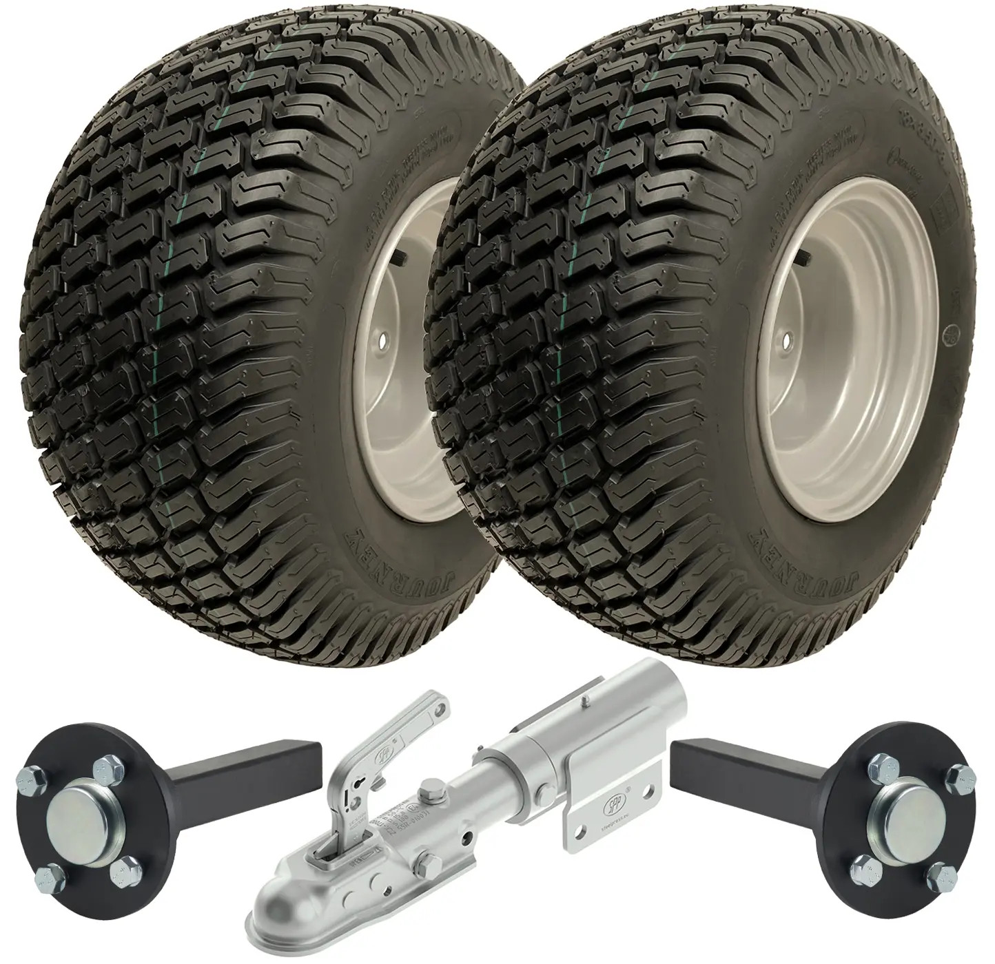 18x8.50-8 ATV Trailer Kit Wanda P332 Wheels Hub & Stub Axles Swivel Hitch 750kg