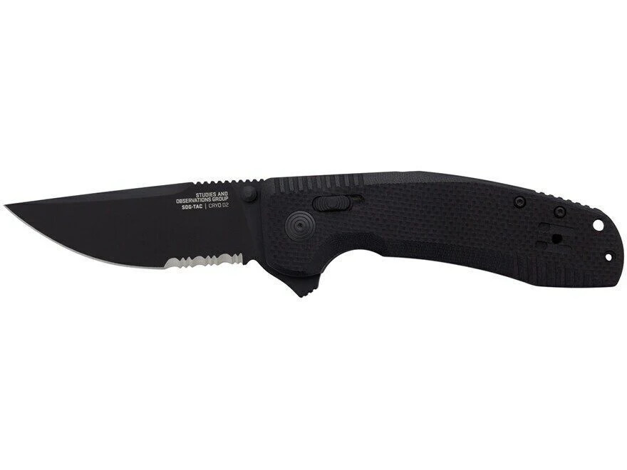 ⚠️ SOG SOG Knife 12-38-03-57 Tac XR Black Out Partially Serrated D2 Blade