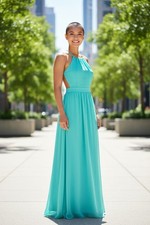 Lulus Formal Gown Open Back Strappy Sea Foam Sz M