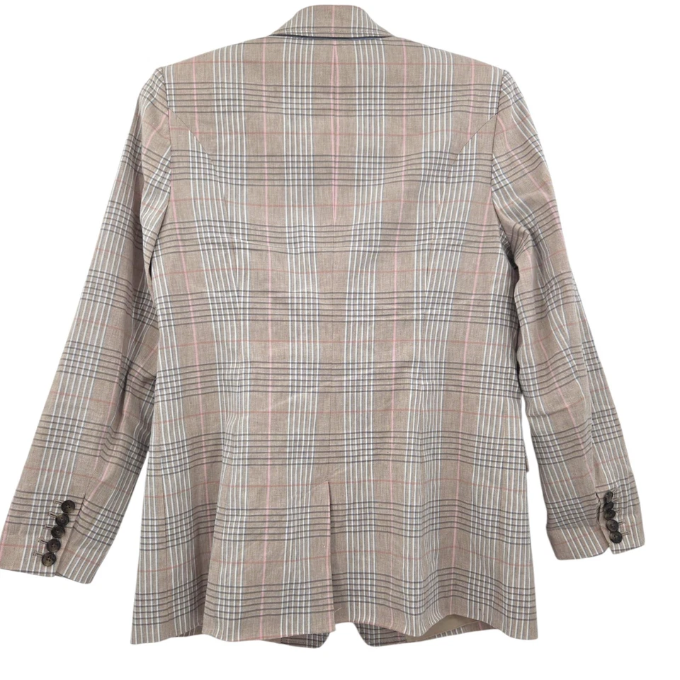 Женский льняной двубортный блейзер Banana Republic в клетку размер 14 - Изображение 2 из 4
