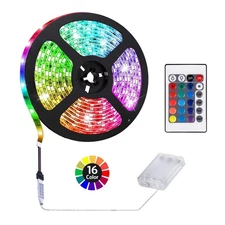 1M/3.3FT Battery Powered LED Strip Lights, Flexible Color Changing RGB LED Light