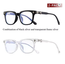 2PCS Blue Light Reading Glasses Square Frame Vintage Computer Eyewear