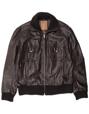 CONBIPEL Herren Lederjacke IT 56 3XL Schwarz Leather WU20