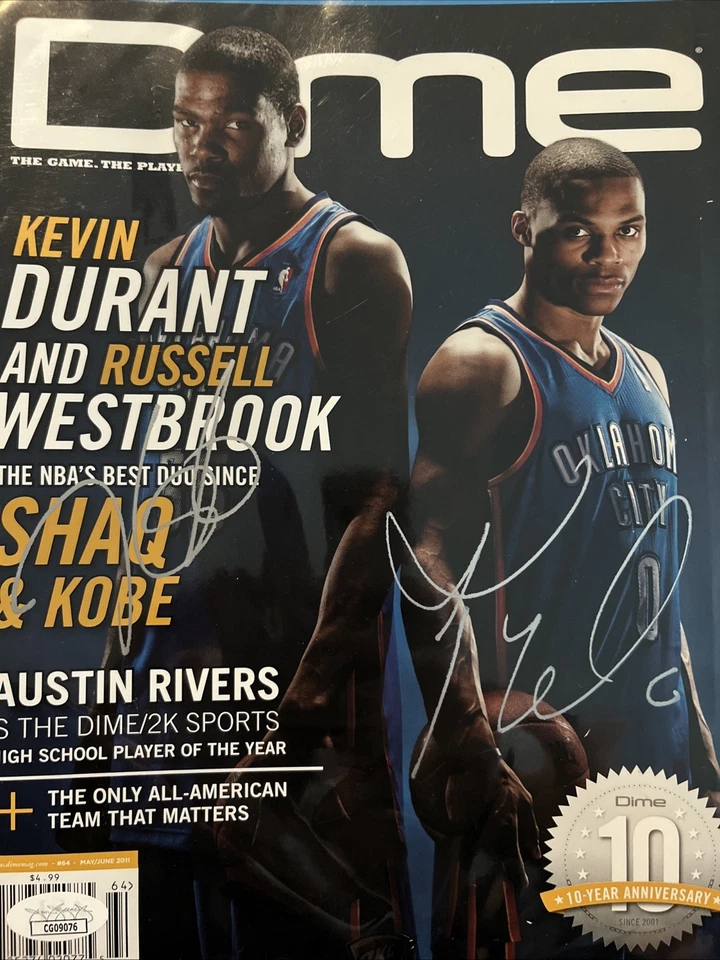 Kevin Durant And Russell Westbrook Signed Dime Magazine May/June 2011 JSA - Image 2 of 4