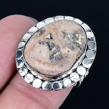 Amazing Rhodochrosite Gemstone 925 Sterling Silver Jewelry Ring Size Adj