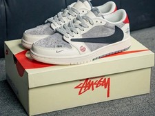 AJ1 Low OG Custom Red Seal Travis Sc0tt x Fragment x St ssy Mens Size US 7-11.5