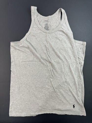 Polo Ralph Lauren uomo canotta slim fit grande grigio nero logo pony