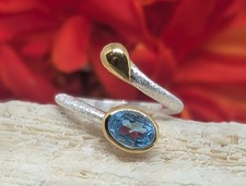 TOPAS RING in gebürsteten 925er Silber/vergoldet