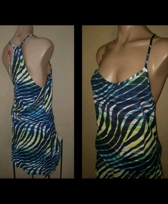 Hang Ten Hangten Tropisch Blau Sexy Juwelen EXTRA KLEIN XS Band Boho Damen Kleid