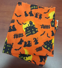 VTG Springs Creative Halloween Themed Fabric Haunted House Bats 43" x 39"