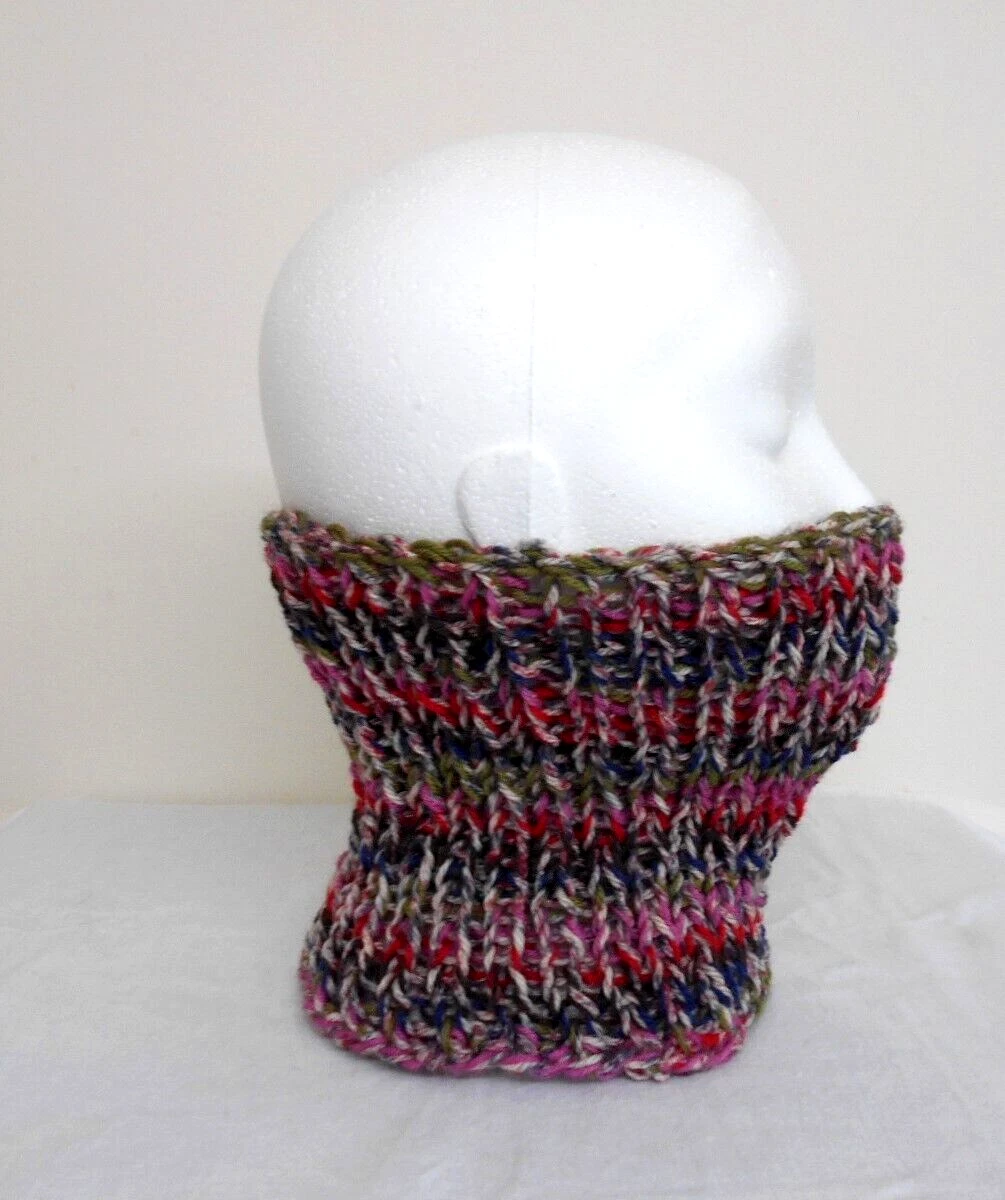 100% British/Shetland Wool, Hand knitted Neck Warmer, Multicolour. (W105)
