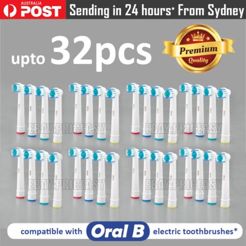 8-32pc New Oral B Electric Toothbrush Heads Soft Bristles Compatible Replacement - Picture 1 of 7
