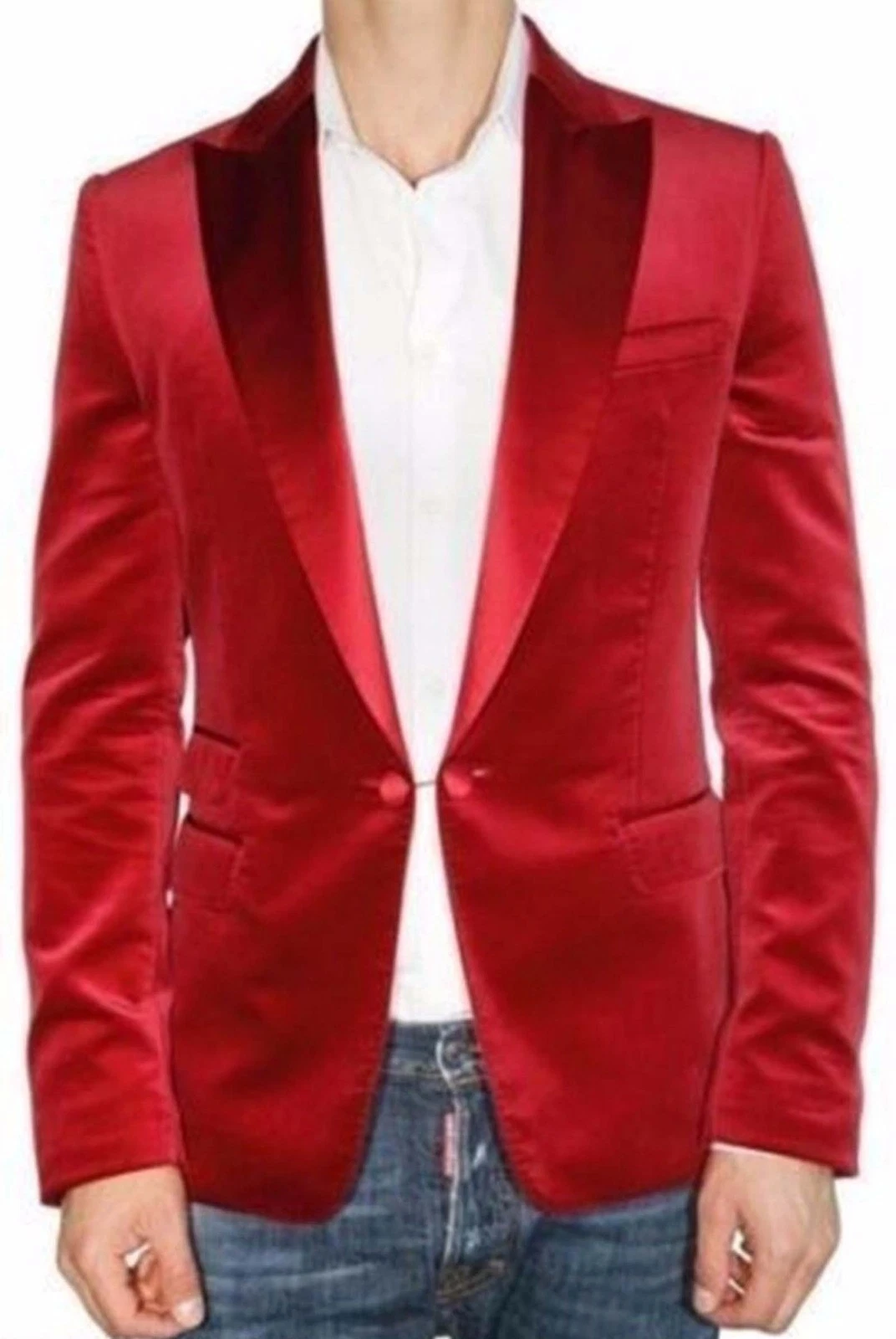 Men Red Jacket Designer Grooms Wedding Tuxedo Casual Velvet Coats Blazers UK