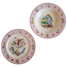 Aynsley Nursery Rhyme Collection Baby Girl's Dishes Plate Bowl Lot Set Pink