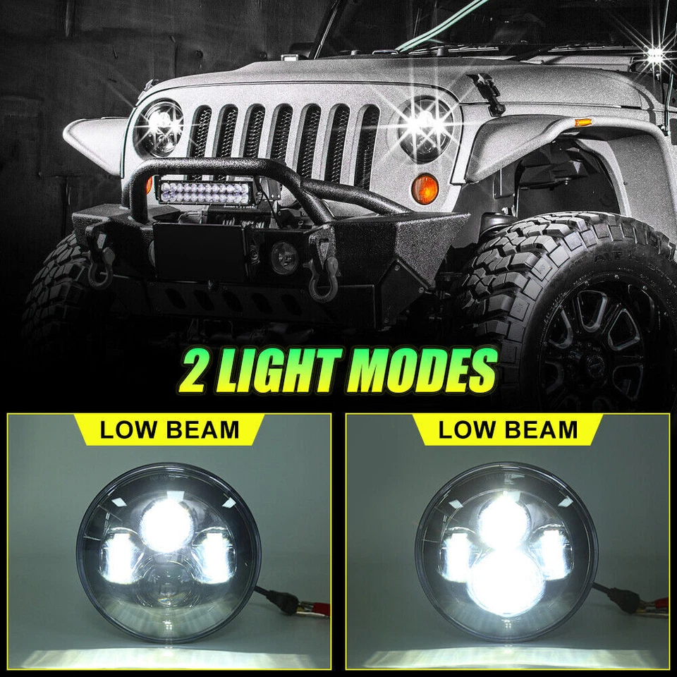 For Jeep Wrangler 07-18 JK 7" LED Headlight Tail Light Fog&Turn Light Combo - Image 2 of 4