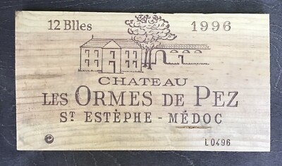 1996 Ch Les Ormes De Pez St-Estephe Medoc France Wine Box Panel 6.5  X 12 
