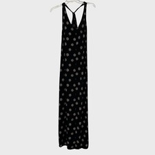 Gap Dress Women's Medium Black Multi Print Sleeveless Side Slit Maxi