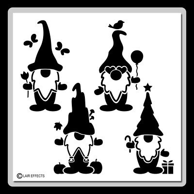 Cute Gnomes for all 4 Seasons Reusable craft STENCIL spring summer fall winter!