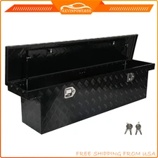 60"x12"x14" inch Black Aluminum Side Mount Truck Bed Tool Box for Trailer Pickup