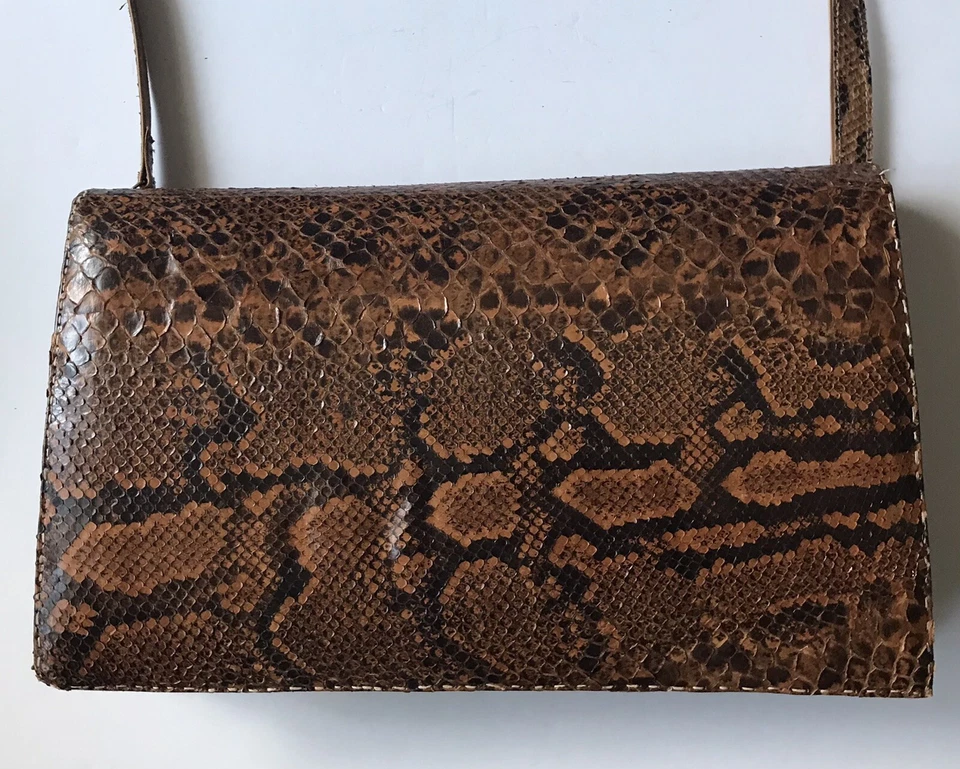 Bolso de hombro vintage genuino de piel de serpiente bandolera de cuero sobre bolso cartera Foto 2 de 4