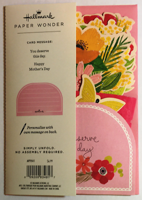 Hallmark Paper Wonder Mother's Day Pop-Up Card - 3D Pink Flowers & Butterfly Design