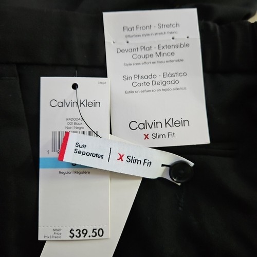Calvin Klein NWT! Boys Kids Dress Pants Black Slim Fit Flat Front Size 5 Reg - Picture 10 of 10
