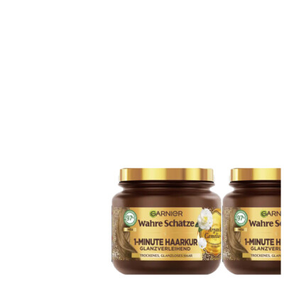 2tlg. Garnier Wahre Schätze 1-Minute Haarkur Glanzverleihend Argan & Camelia-Öl