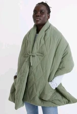 NEW Madewell Oversized Quilted Scarf Shawl Wrap One Size Faded Palm Olive Green