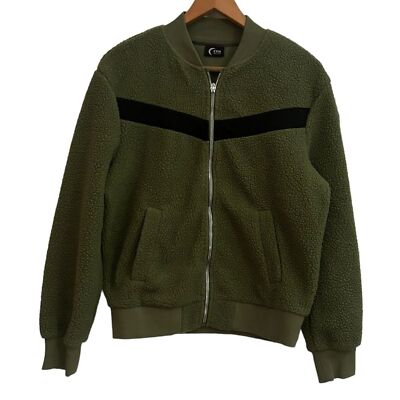 Zyia Active Dark Green Teddy Flying V Sherpa Zip Up Bomber