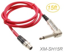 15ft Mini XLR 4-Pin TA4F F to Right-Angle 1/4" TS/M Guitar Cable for Shure Sys.