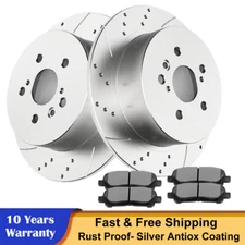 REAR Drilled Brake Rotors Ceramic Brake Pads for 2008 - 2014 Toyota Highlander