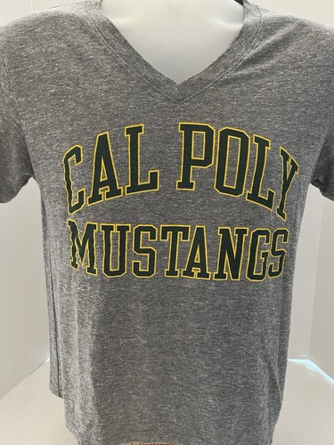 Cal State Poly Mustangs Original League V-Neck Womens T-Shirt Gray Size Small - Picture 2 of 8