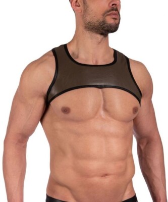 Manstore Herren Cropped Top Shirt M2370 Gr. L UVP: 49,95  NEU olive Lederimitat