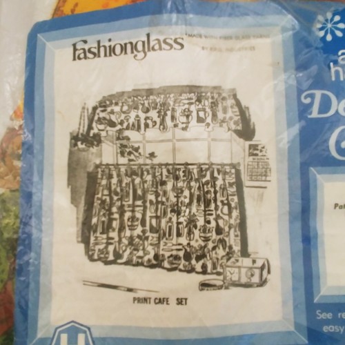 NOS Vintage Fiberglass Glass Yarns Cafe Curtain Set Fruit Bamboo Matching Rings - Picture 3 of 11