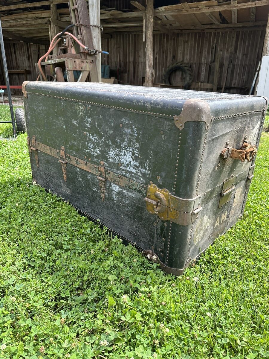 Antique Hartmann Gibraltarized Steamer Trunk Wardrobe Antique Hartmann Gibraltarized Steamer Trunk Wardrobe