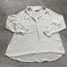A.N.A A New Approach Blouse Womens XL White 1/4 Button Up Long Sleeve Shirt Top