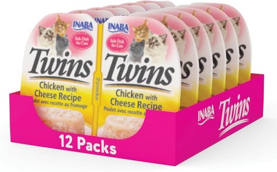INABA Twins for Cats, Shredded Chicken & Broth Gelée 1 Count (Pack of 12) 