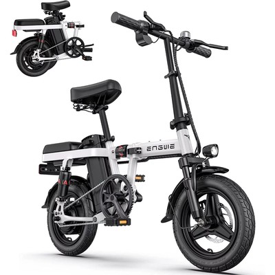 ENGWE T14 14'' 48V 10Ah Folding Electric Bike Beach Mountain Bicycle City- White