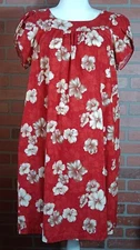 Hawaiian Reserve Collection Red Tropical Floral 100% Cotton Muumuu Dress Size XL