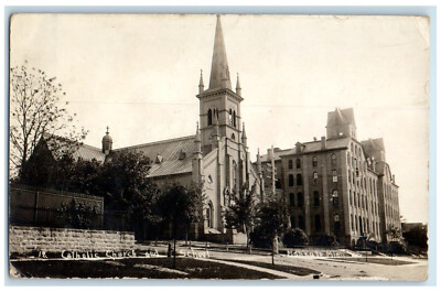 #ad #ad 1909 Catholic Church and School Mankato Minnesota MN RPPC Photo Postcard $9.74
