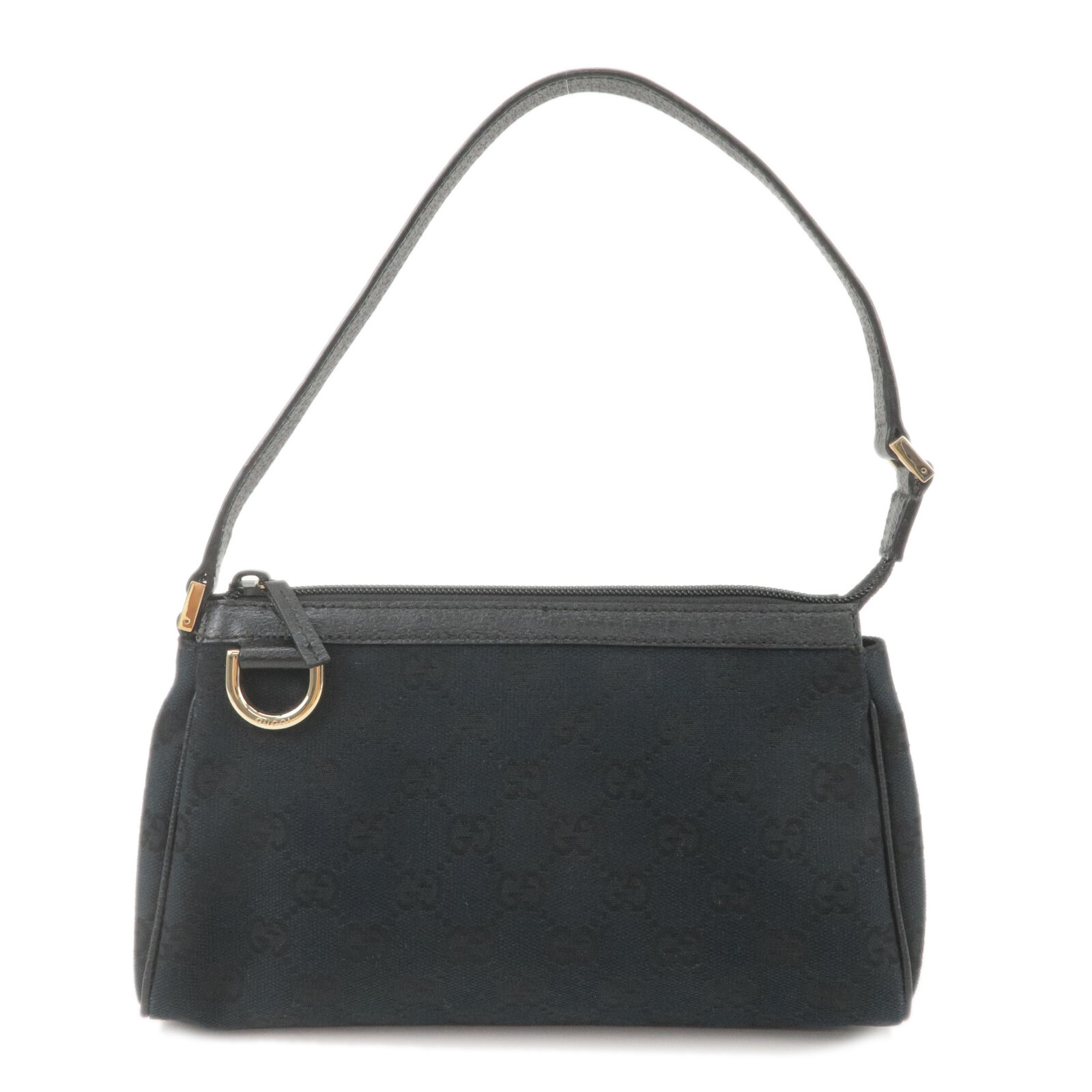 Auténtico Bolso de Mano GUCCI Abbey Bolso Negro GG Lona Cuero 145750 Usado