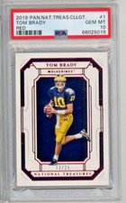 2019 National Treasures #1 TOM BRADY MICHIGAN (Red) 12/25 POP 2 PSA 10 (138)
