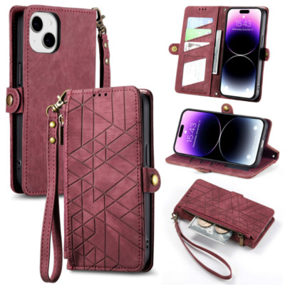 For iPhone 17 16 15 14 13 12 11 Pro Max 8/7 Plus Zip Case Wallet Leather Cover