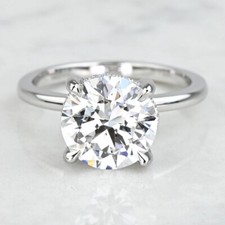 4.00 Carat Round Brilliant Genuine Lab Grown Diamond Ring in Gold CERTIFIED