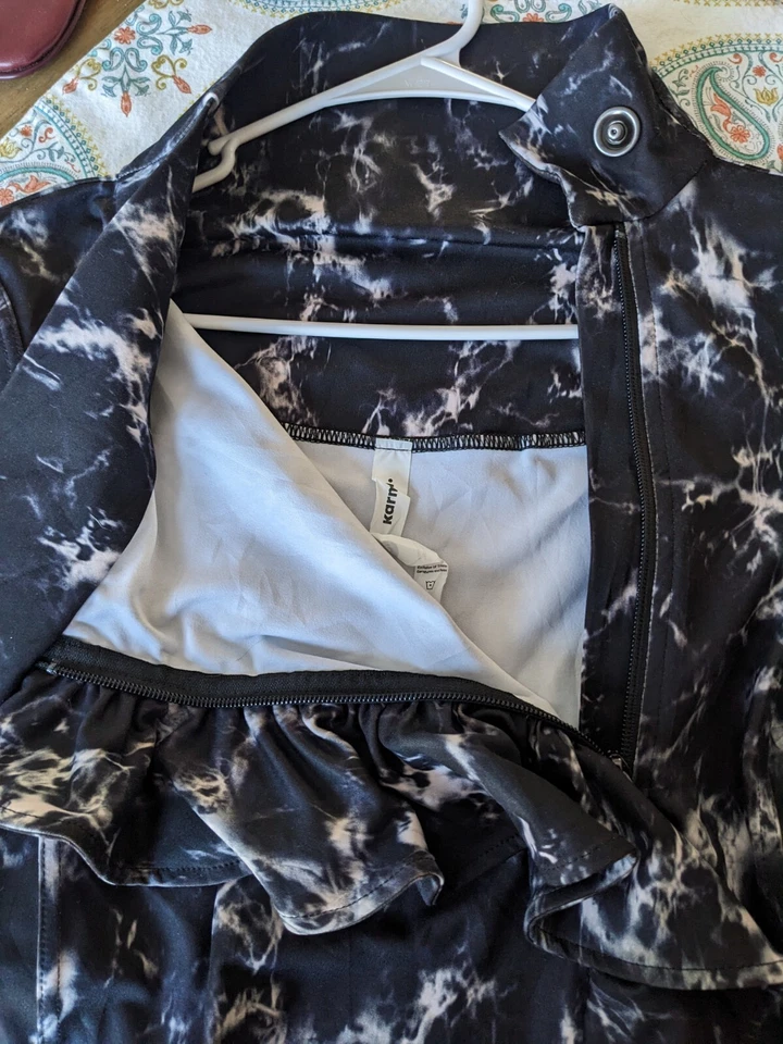 Chaqueta Karma Mujer M Gris San Suu Asimétrica Cremallera Completa Volantes Barra Abrigo Yoga Foto 3 de 4