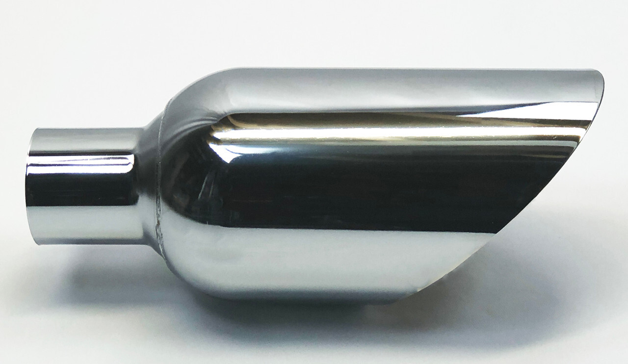 Exhaust Tip 2.25  Inlet 5.00  Outlet 12.00  Long Slant Chrome Wesdon Exhaust Tip