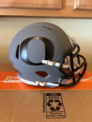 Oregon Ducks Custom Matte Gray Mini Football Helmet Riddell Speed