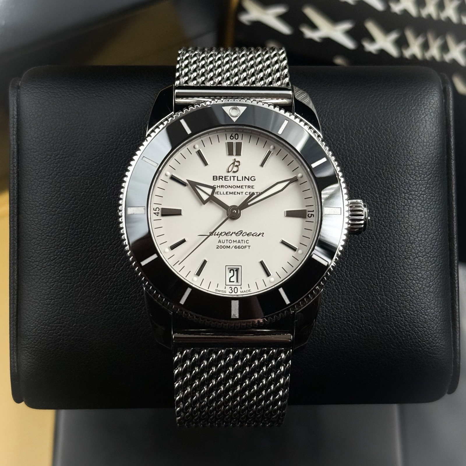 Breitling Superocean Heritage II 42mm AB2010 RARE White Dial w/ OEM Rubber Strap