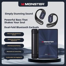 New MONSTER Bluetooth Earphones Noise-Canceling Wireless Bio-Fiber navy blue 
